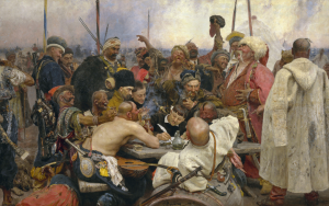 Painting - Ilya Repin - Zaporozhye Cossacks Replying to the Sultan